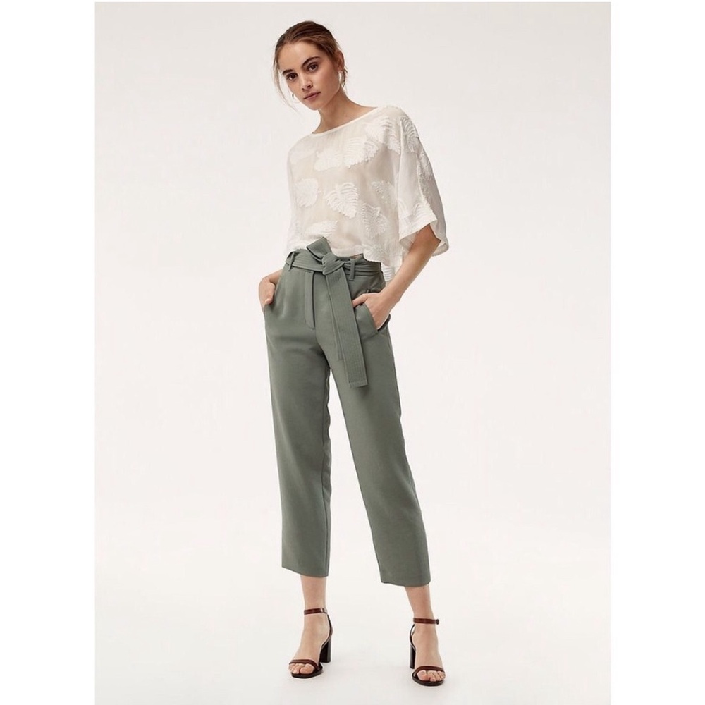Wilfred tie front pant 12 ankle sage green